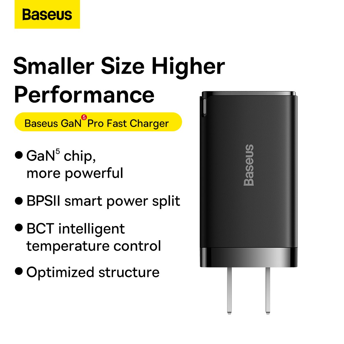 Baseus GaN5 Pro Fast Charger 2C+U 65W CN Wall Charger - Baseus Official  Store