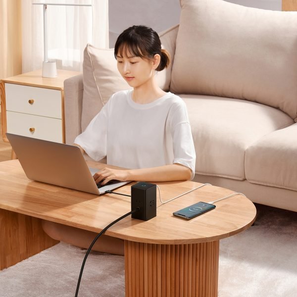 Baseus PowerCombo Digital Power Strip 3AC + USB + Type C+ Retractable-C 65W With 1.5m Power Cord CN Black - Image 10