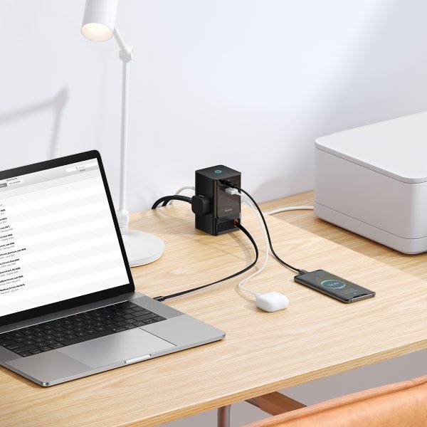 Baseus PowerCombo Digital Power Strip 3AC + USB + Type C+ Retractable-C 65W With 1.5m Power Cord CN Black - Image 11