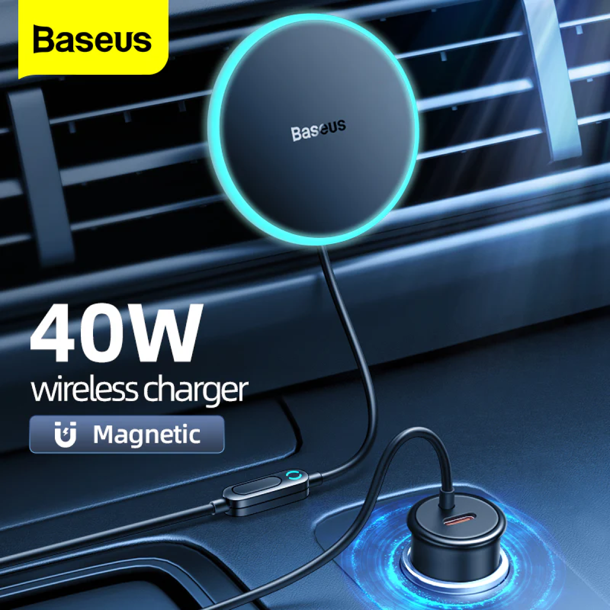 Baseus CW01 Magnetic Wireless Charging Car Mount Baseus Official