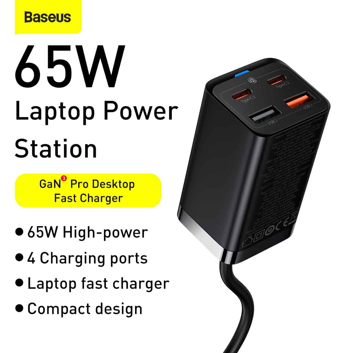 Baseus GaN3 Pro Desktop Fast Charger Dual Type C + Dual USB 65W CN - Baseus  Official Store