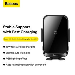 Baseus Halo Electric Wireless Charging Car Mount 15W Black