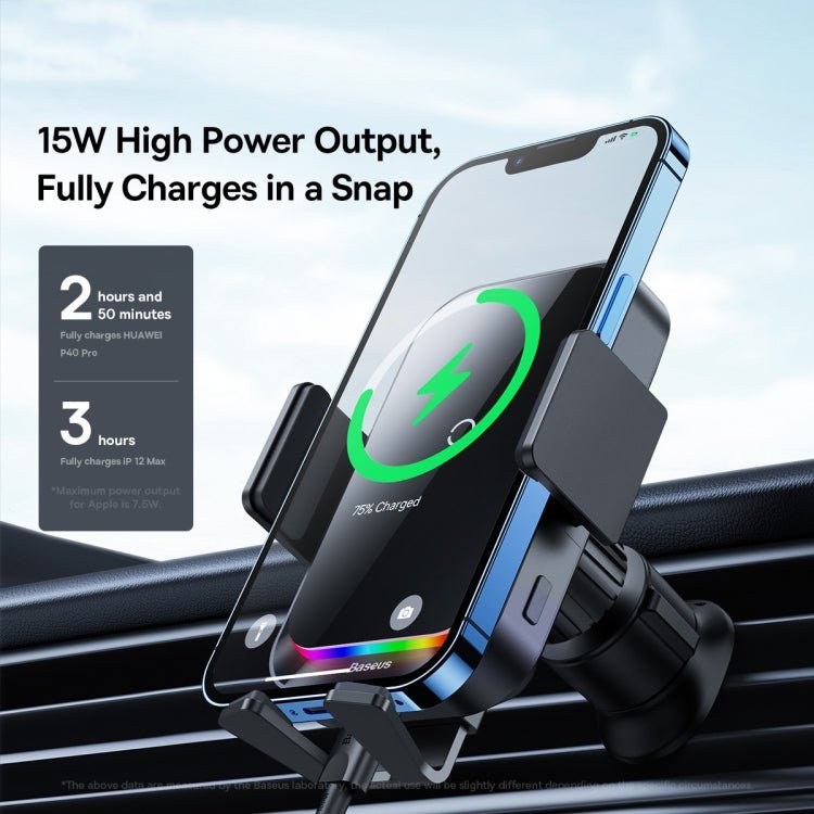 Baseus Halo Electric Wireless Charging Car Mount 15W Black