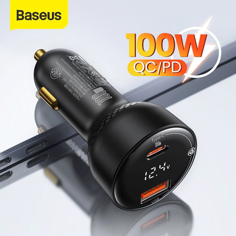 Baseus Superme Digital Display 100W PPS Dual Quick Charger Car Charger -  Baseus Official Store