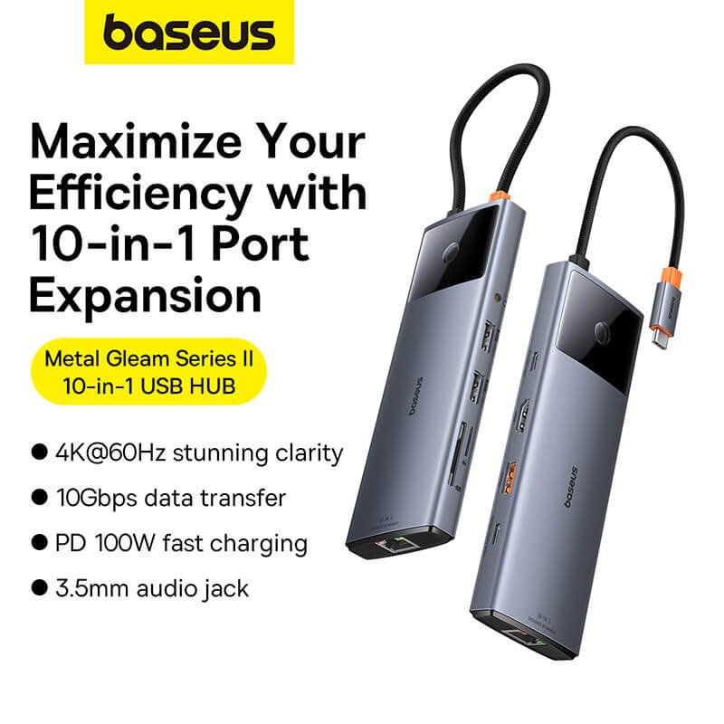 Baseus Metal Gleam Series II 10-in-1 USB HUB - Baseus Official Store