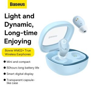 Baseus Bowie WM02 Plus True Wireless Earphones in blue color