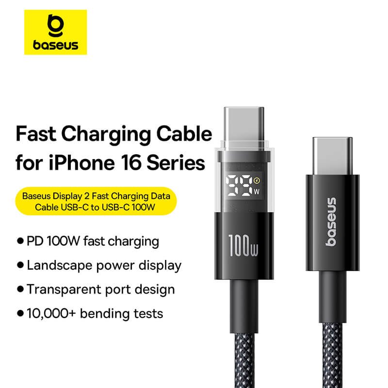 Baseus Display Fast Charging Data Cable Type-C to Type-C 100W