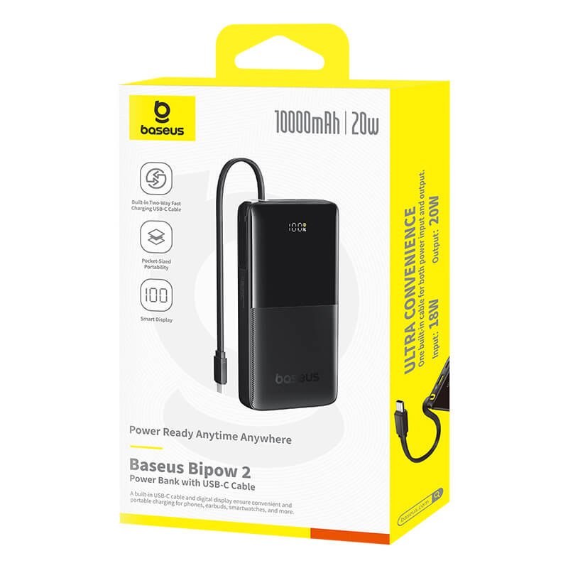 Baseus Bipow 2 モバイルバッテリー 10000mAh まとめ売り Baseus Bipow 2 Power Bank With USB-C Cable 10000mah 20W - Baseus