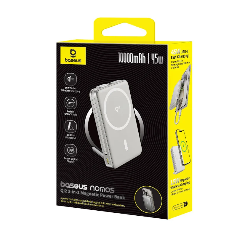 Baseus Nomos Qi2 3-in-1 Magnetic Power Bank 10000mAh 45W - Baseus
